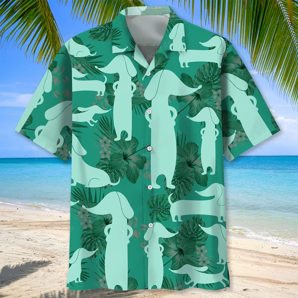 Dachshund Kelly Green Hawaiian Shirt