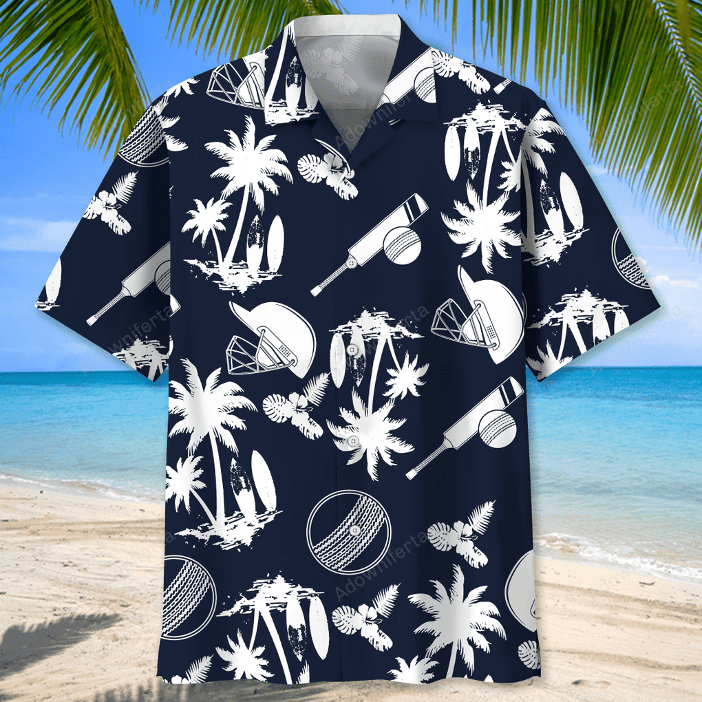 Cricket Black White Hawaiian Shirt