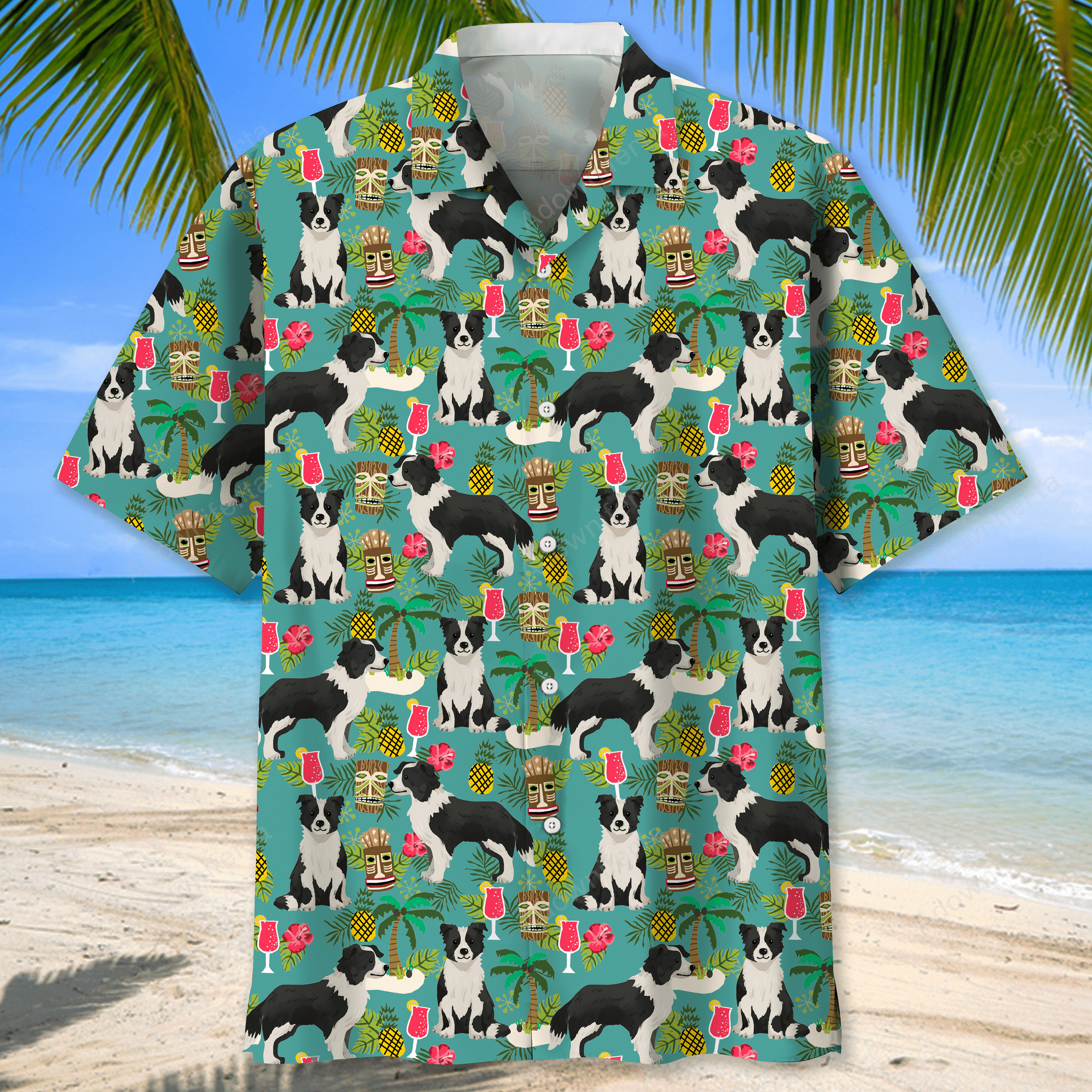 Border Collie Hawaiian Beach Hawaiian Shirt
